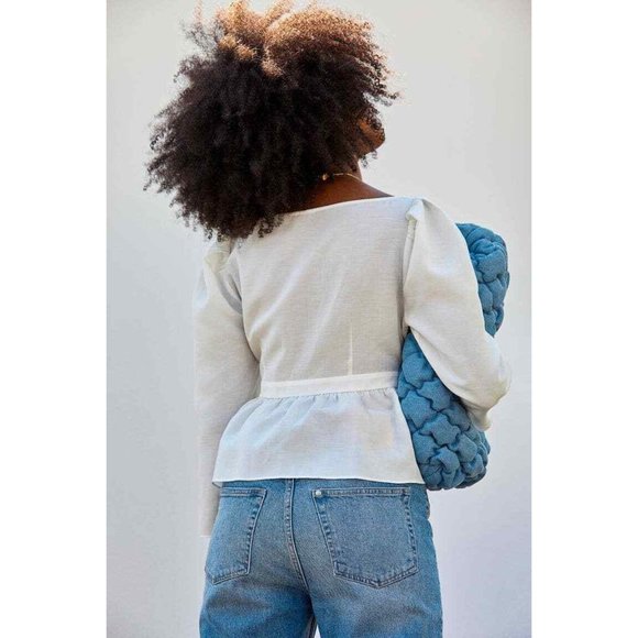 NWT BROCK COLLECTION X H&M COLLABORATION WHITE TIE FRONT LONG SLEEVE TOP SZ XXL - Picture 5 of 9